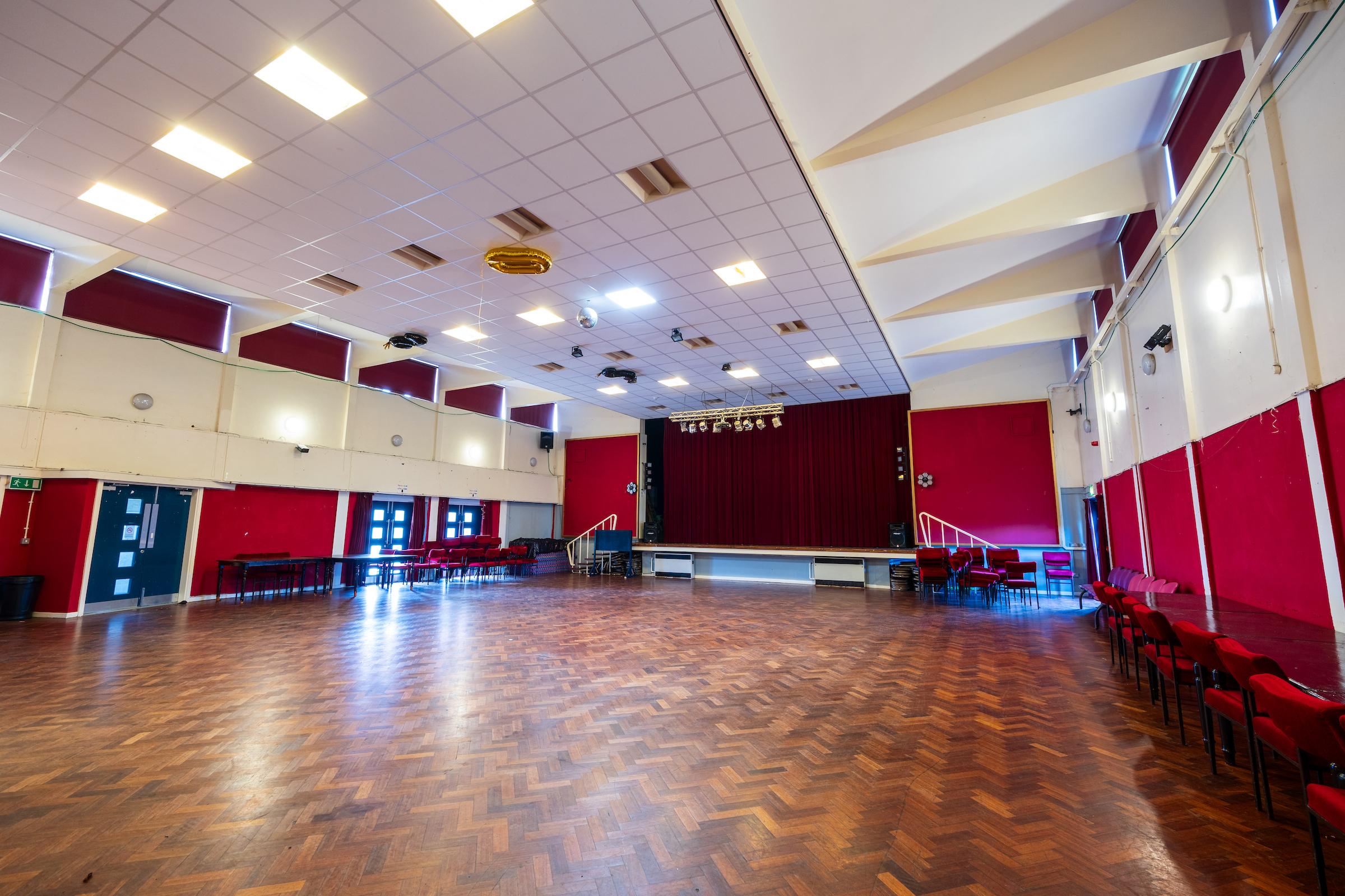 A photograph taken within the main hall at Eastmount community centre