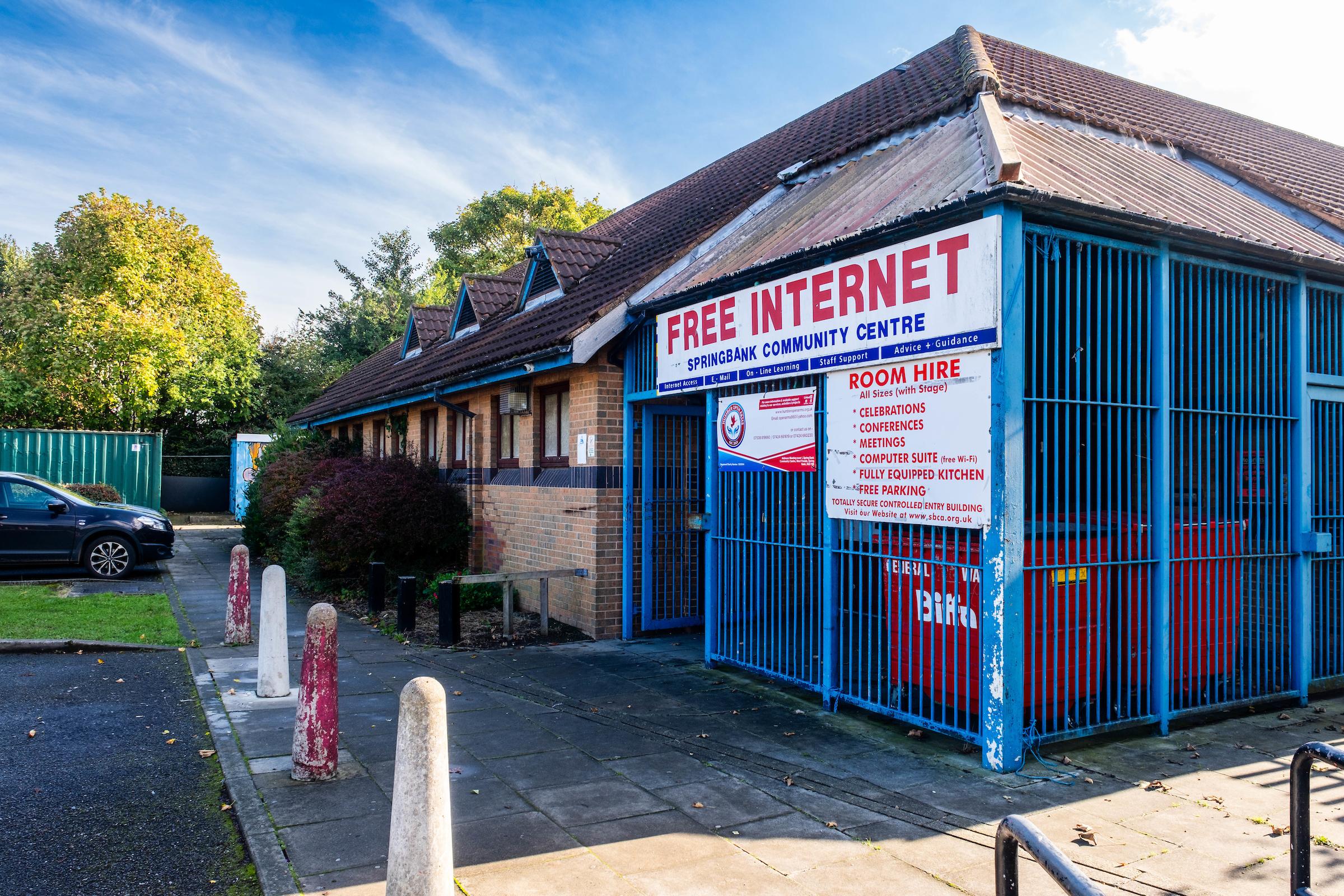 An outside photograph of the Spring Bank community centre