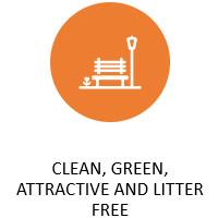 Clean, green, attractive and litter free icon